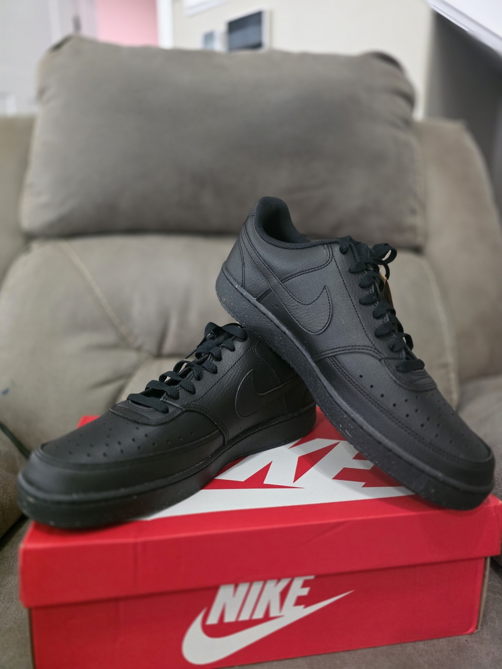 Nike Court vision low NN black trainers size 12 men's also fits 13.5 women's